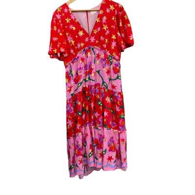 Gorman Womens  Size 12 Midi Dress Gold / Pink  / Red 