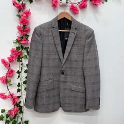 Connor Mens Toby Slim Blazer Size 38 Checked / Grey 