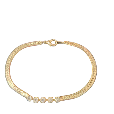  Womens Gold Tone with White stones Bracelet 