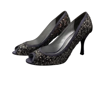  Womens  Size 9.5 Heels Grey Peep Toe