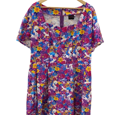 Love Daphane  Womens  Size XXXXXL Short Sleeve Dress  Multicoloured / Pink  