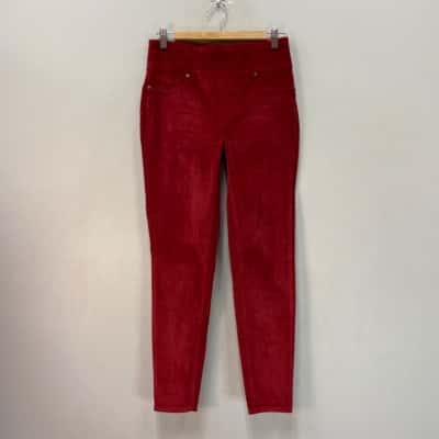 Diane Gillman DG2 Womens  Size S Stretchy Skinny Leg Velvet Pants Maroon / Red 