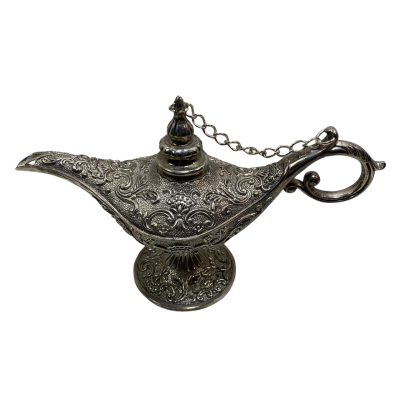 Vintage Aladdin Magic Lamp Silver Coated