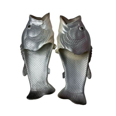 Shen Mens Fish Shaped Sandals Size 46 Silver 