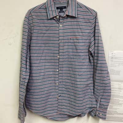 Tommy Hilfiger Mens  Size M Long Sleeve Shirt Blue / Red / Striped 