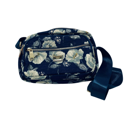 Elegant Yuesite Blue Floral Crossbody Bag with Gold Hardware