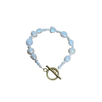 baroque freshwater pearl bracelet gold-plated T-bar toggle clasp