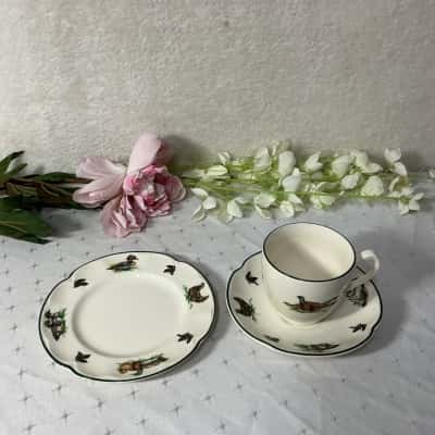 Johnson Bros "Brookshire" Bird Pattern Porcelain Cup Saucer & Plate