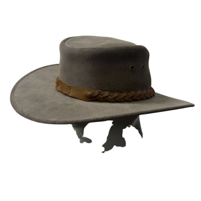 The Aussie Bushman Genuine Leather Suede Hat Made in Australia Outback Western