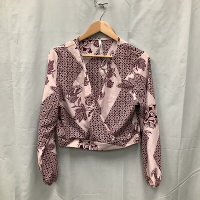 *Reduced* Miss Mango, Womens Long Sleeve Crop, 14, Pink/Burgundy