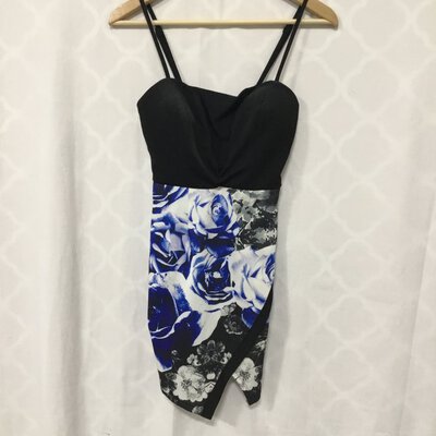 *CLEARANCE SALE* Niki Blossom Womens Dress, 8, Black with Blue Floral