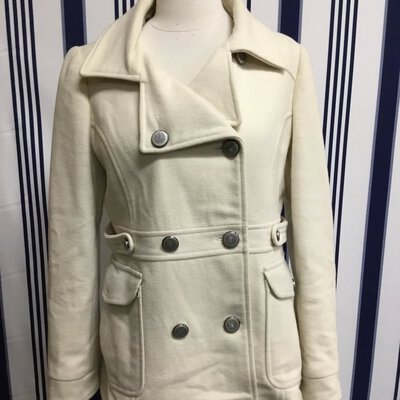 * REDUCED ITEM * Massimo Dutti Woman Women’s Cream Coat Wool/Cashmere Coat Size L size 10