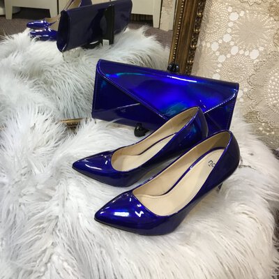  Royal Blue Novo Shoes Size 6 And Matching Novo Evening Bag