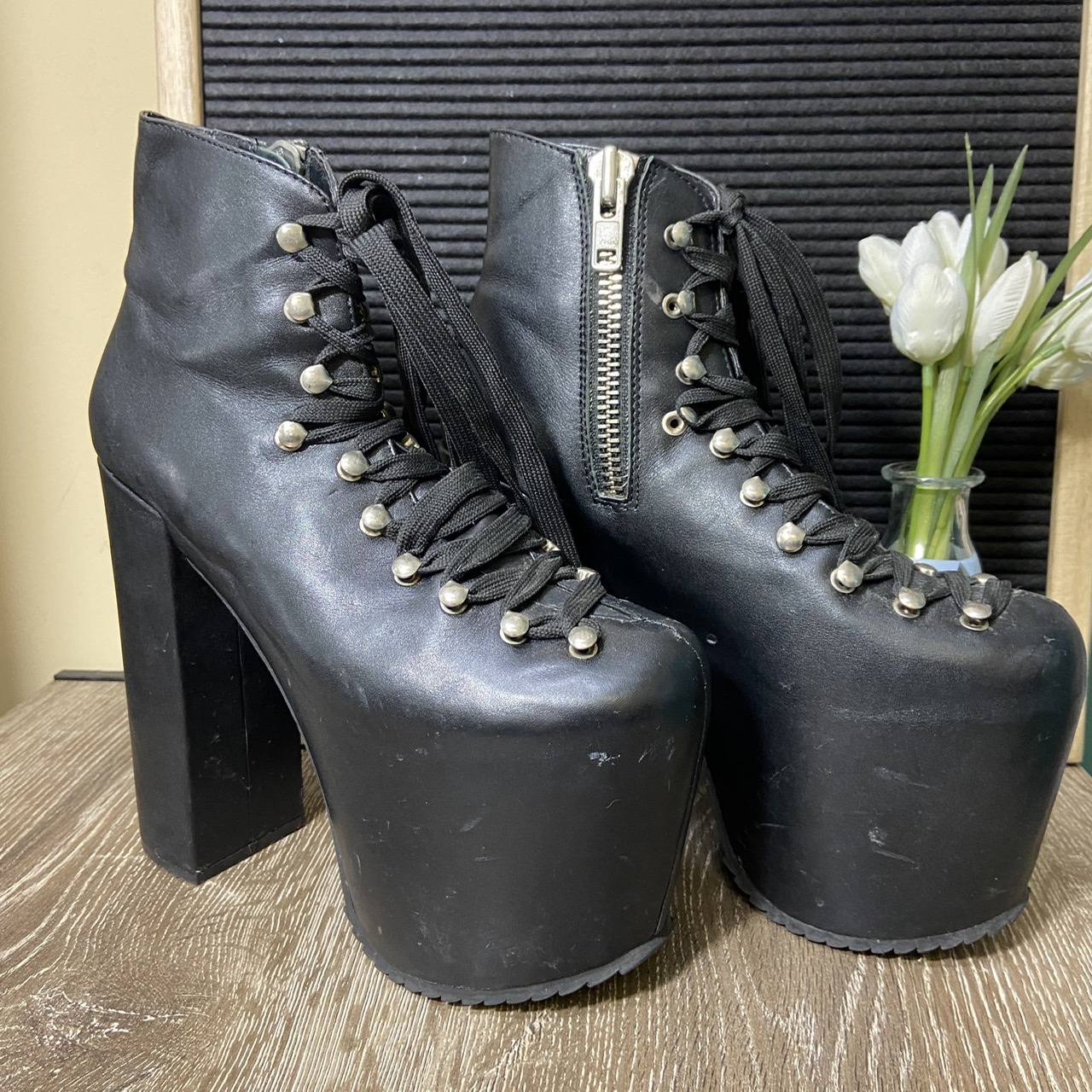 silver platform boots size 6