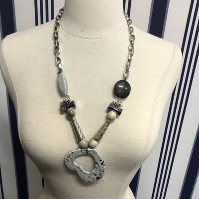  Women's Necklace silver and grey