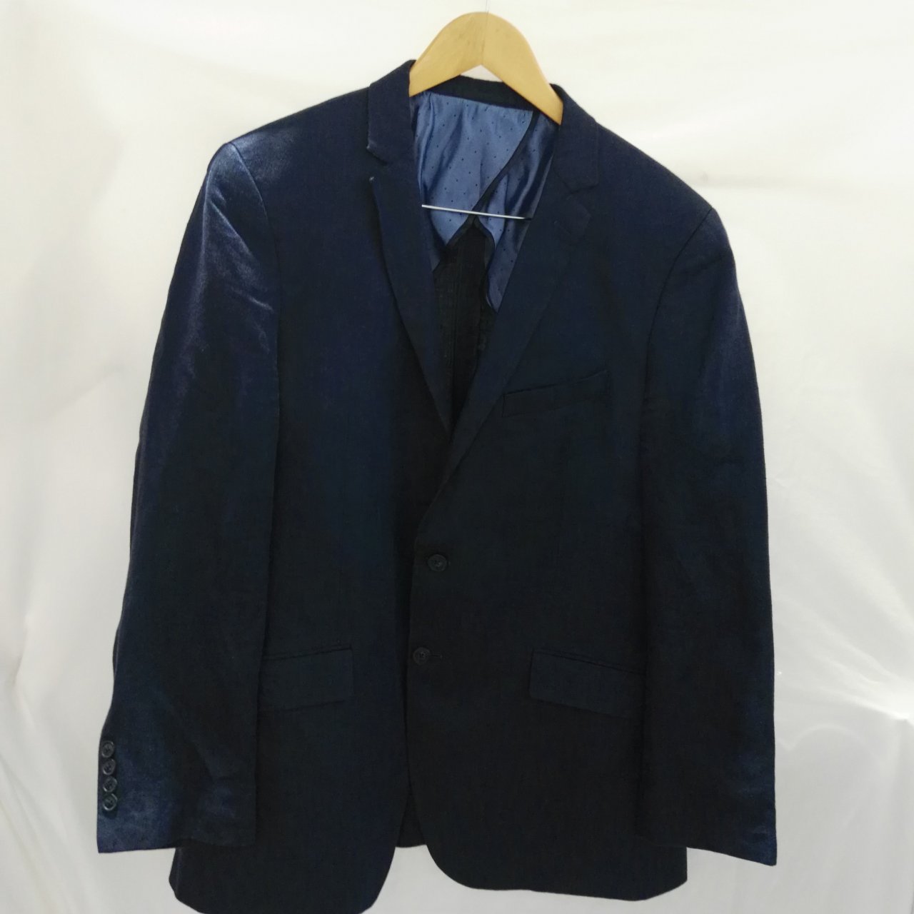 GAZMAN Mens Suit Jacket/ Business Jacket Navy Size 42R Linen, Polyester