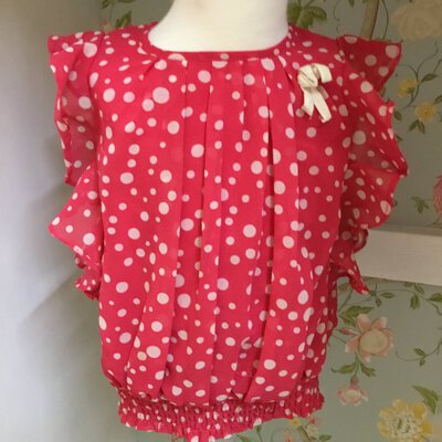 *CLEARANCE* Chalk Ruffled Polka Dot Top