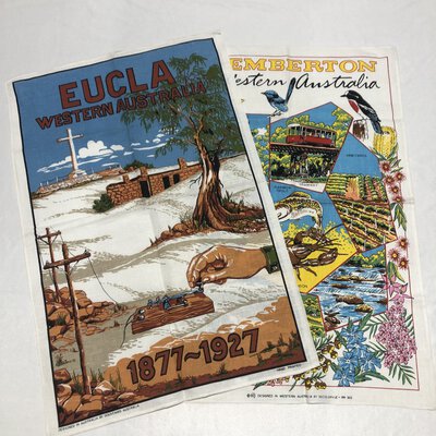 *LIKE NEW* Vintage Retro Linen Western Australia Tea Towels, Set of 2