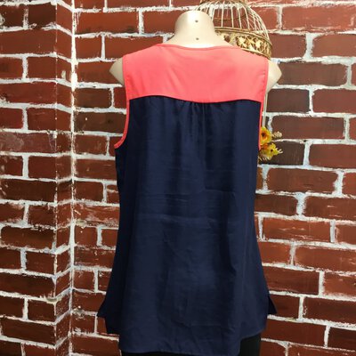 *HALF PRICE*Tokito Women's Sleeveless Top, Size 10, Navy Blue & Fluoro Orange
