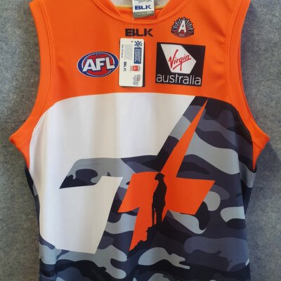 "REDUCED" AFL BLK On Field Team Gear Men Size 3XL ANZAC 2015 limited edition Giants Brand NEW