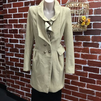 *CLEARANCE*Cocorara Women's Cream Jacket With Adjustable Fringe Detail On the Collar
