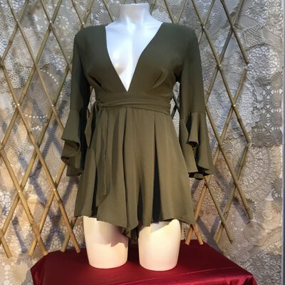 "WHOIAM" Woman's Short Olive Colour Playsuit Size 8