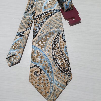*REDUCED* Vintage Retro, Rodney by John Webster, Mens Tie, Brown, Cream and Blue, Made in Australia