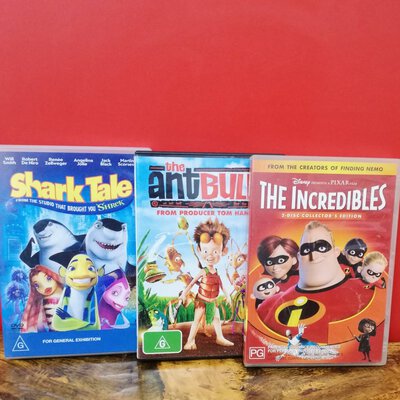 3 X DVD ANT BULLY, SHARK TALE, THE INCREDIBLES