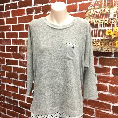 *CLEARANCE*LALU Light Brown Jumper With Cream & Brown Polka Dots 