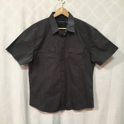 *CLEARANCE SALE* Tarocash Mens Short Sleeve Shirt, XL, Dark Grey with Lining