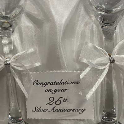 25th wedding anniversary glasses in gift box 